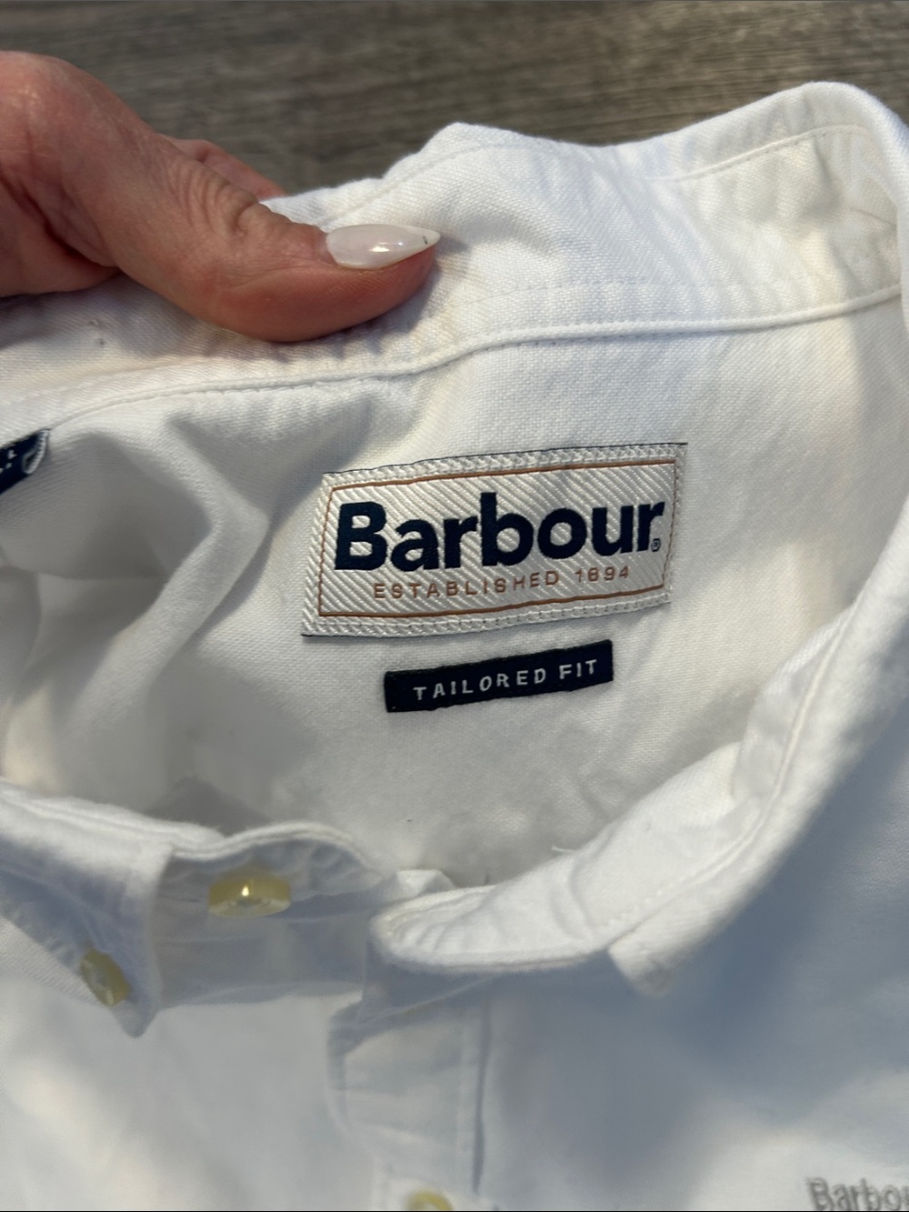 Barbour Tailored Fit White Oxford Button Down Shirt Men’s Medium Cotton - Picture 4 of 13